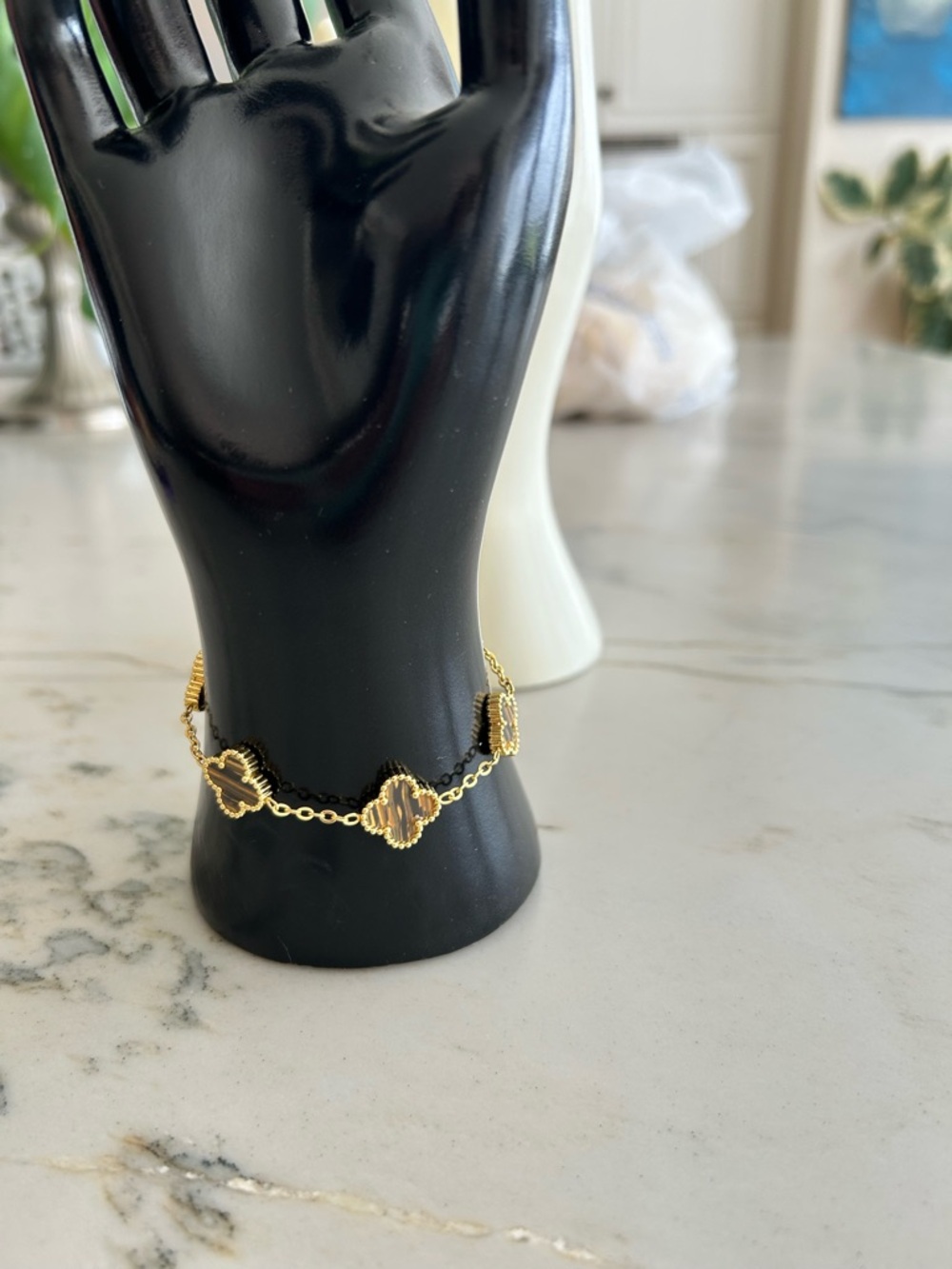 Gold Clover Link Bracelet - Women's Elegant‎ Chain Bracelet